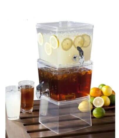 Dispenser pentru bauturi DUO MIX, 2 recipiente, 5.6Lrecipient, plastic, transparent